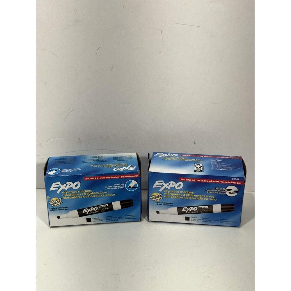 EXPO Low-Odor Dry-Erase Markers, Chisel Point, Red, 2 Pack. 80002 + 8002a Tot 24